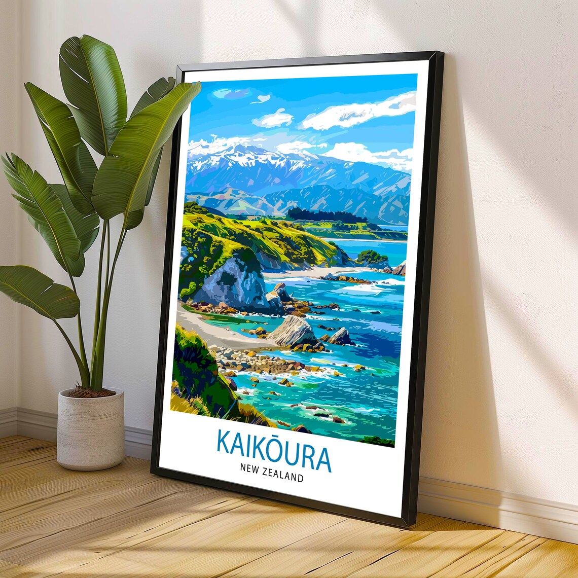 Kaikura New Zealand Travel Poster, Place-Name Decor - Image 3