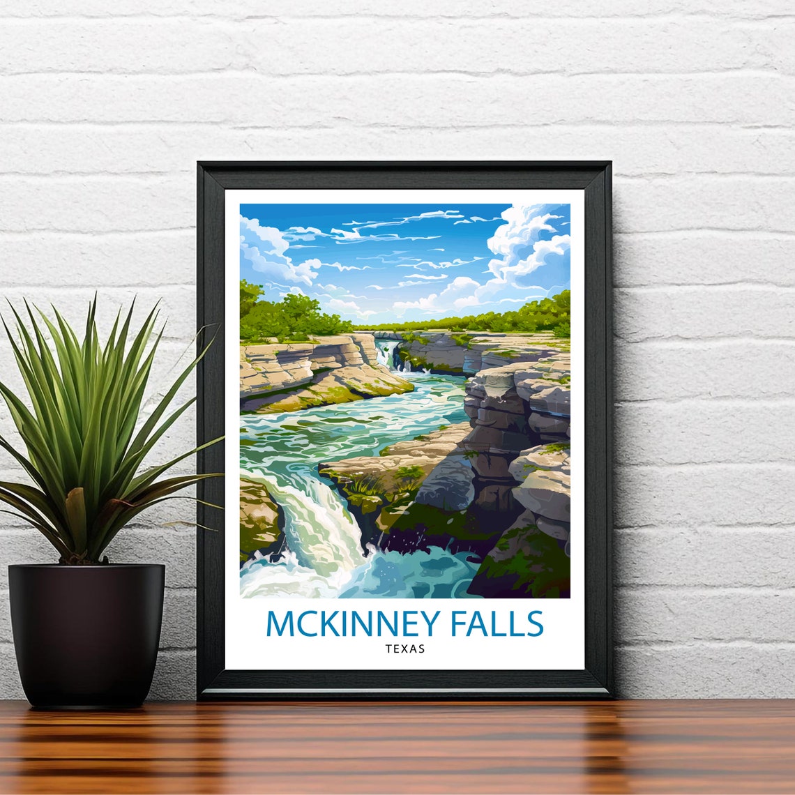 McKinney Falls Texas Limestone Waterfalls Cascades Nature Art Print - Image 2