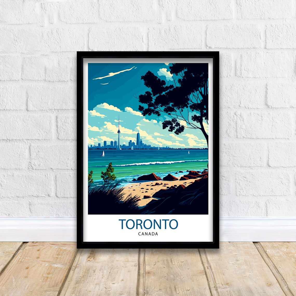 Toronto Canada Skyline CN Tower Beach Vintage Travel Poster Lakefront - Image 2