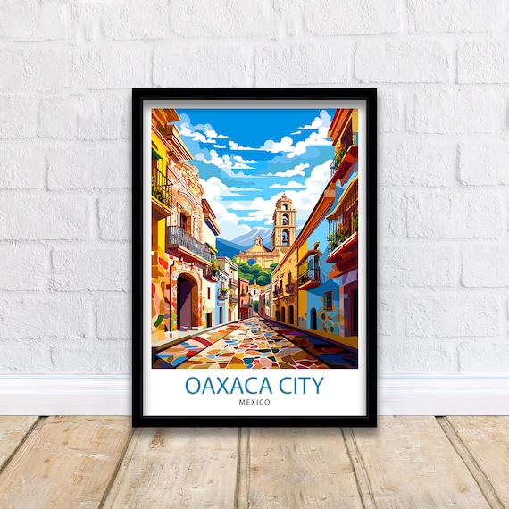 Oaxaca City Mexico Vibrant Colorful Colonial Street Art Print