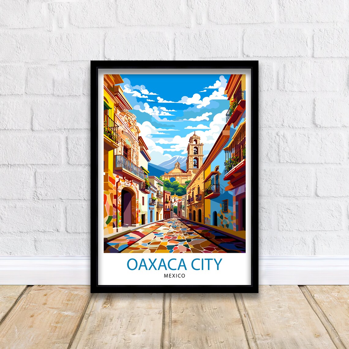Oaxaca City Mexico Vibrant Colorful Colonial Street Art Print