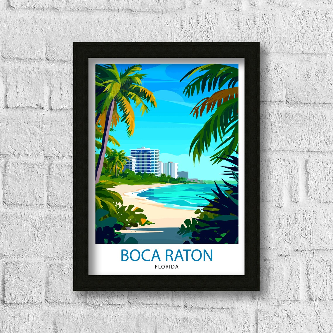 Boca Raton Florida Travel Poster, Coastal City Landscape - Image 3