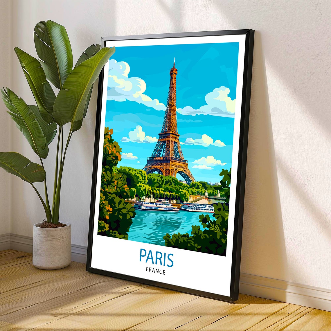 Paris France Travel Print Paris Wall Art Eiffel Tower Art France Travel Poster Paris Home Decor French Illustration Parisian Art Print - Image 3