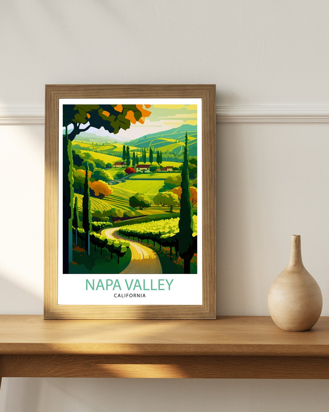Napa Valley California Rolling Vineyard Hills Travel Art Poster - Image 2