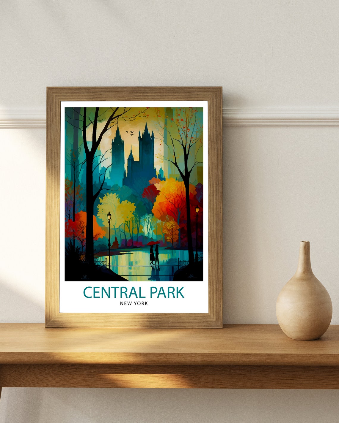 Central Park New York Autumn Fall Foliage Skyscraper View Poster - Image 3
