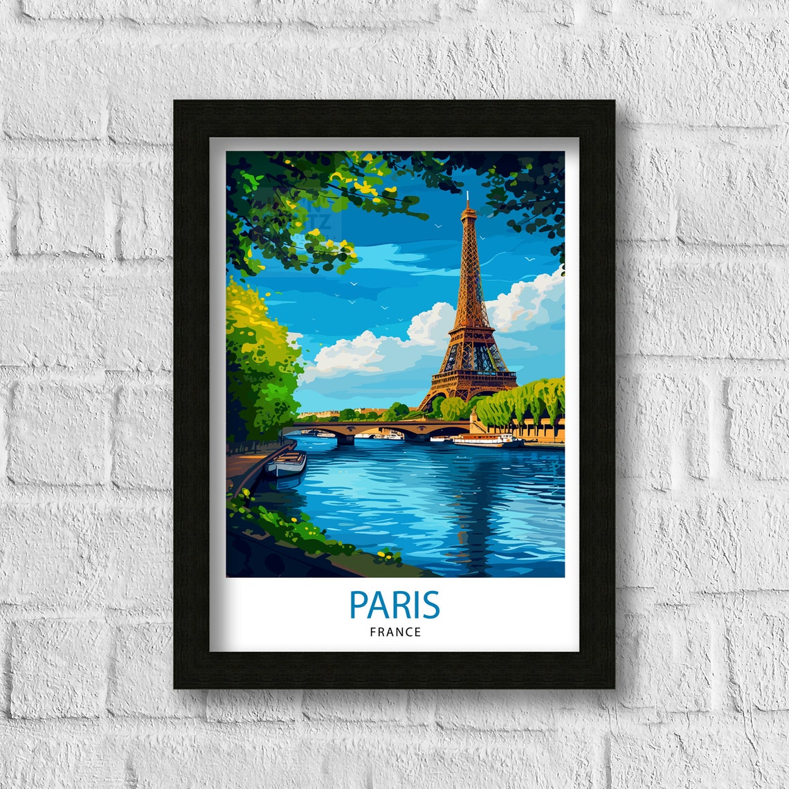 Paris France Travel Print Paris Wall Art Eiffel Tower Art France Travel Poster Paris Home Decor French Illustration Parisian Art Print - Image 3