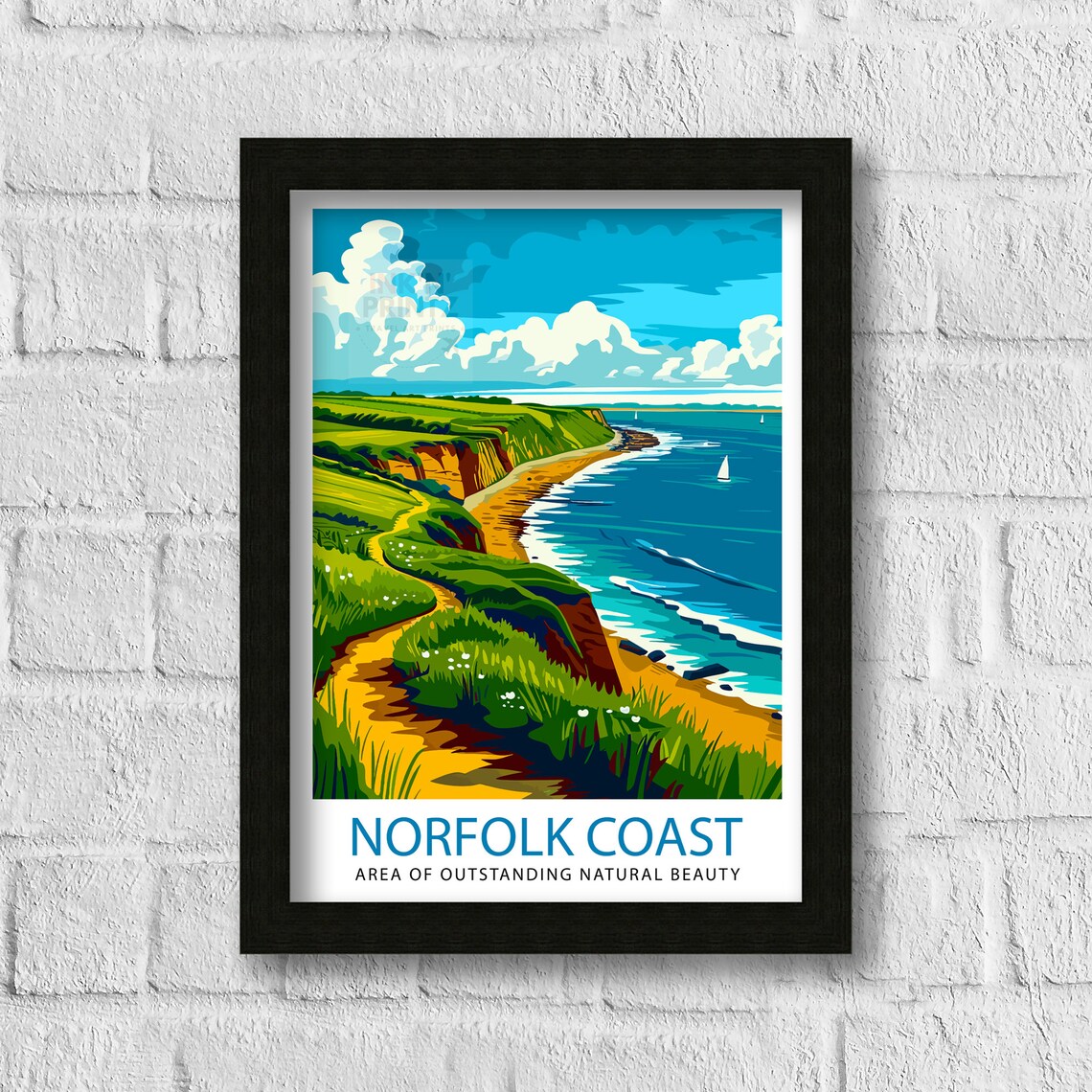 Norfolk Coast Travel Poster, UK Coastal Wall Art - Image 3