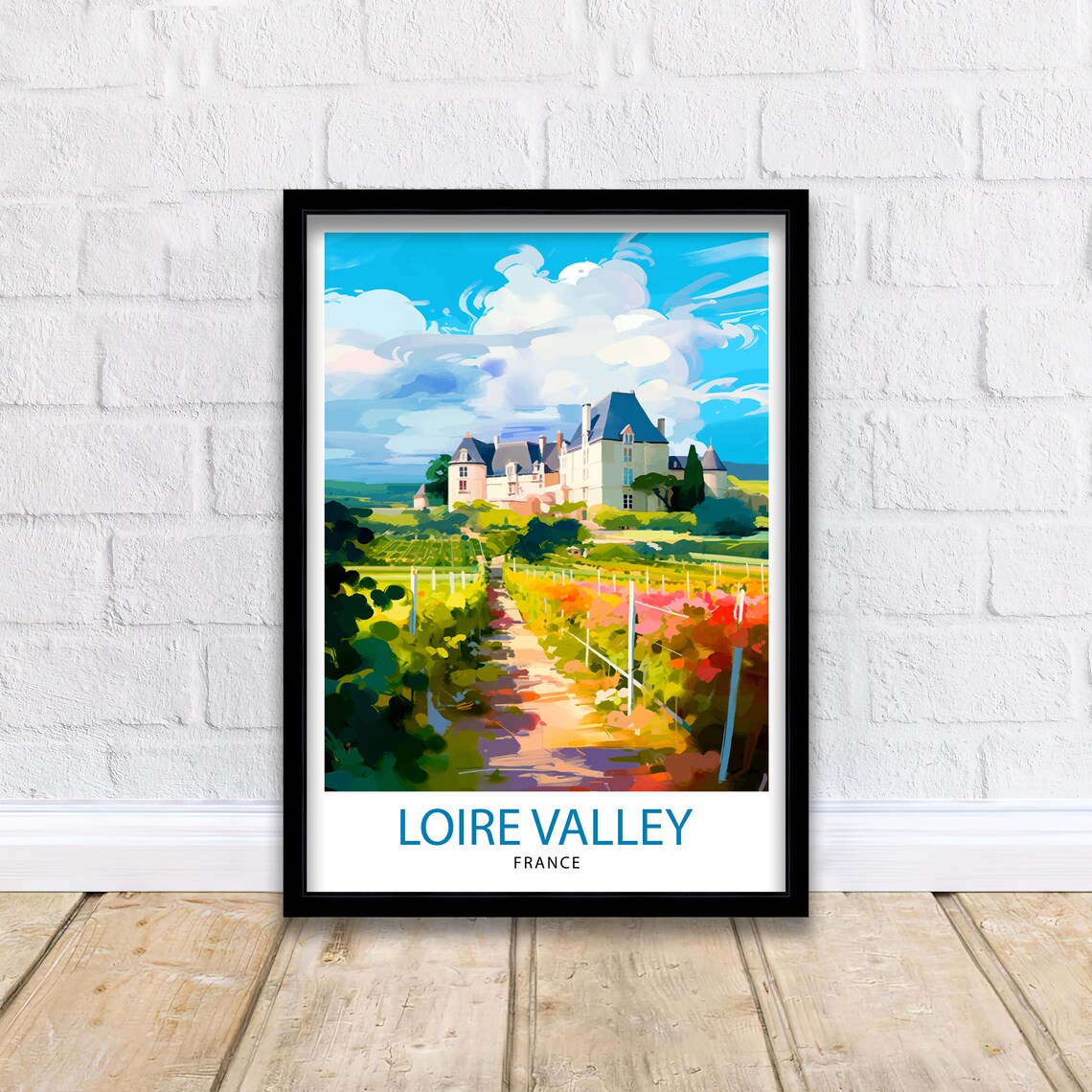Loire Valley France Chateau Vineyard Estate Art Travel Poster - Image 2