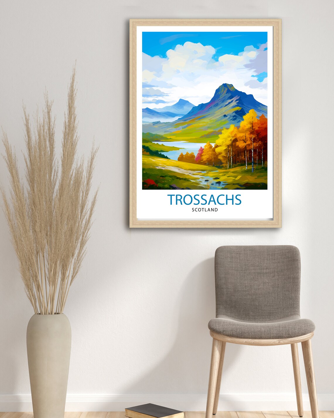 Trossachs Travel Poster, Scotland Landscape Illustration - Image 3