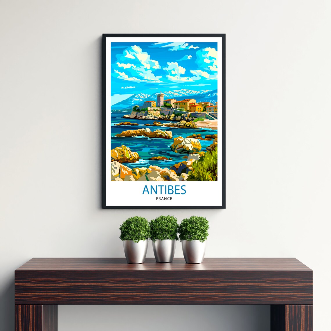 Antibes France Travel Poster French Riviera Coast Castle Vintage Decor - Image 3