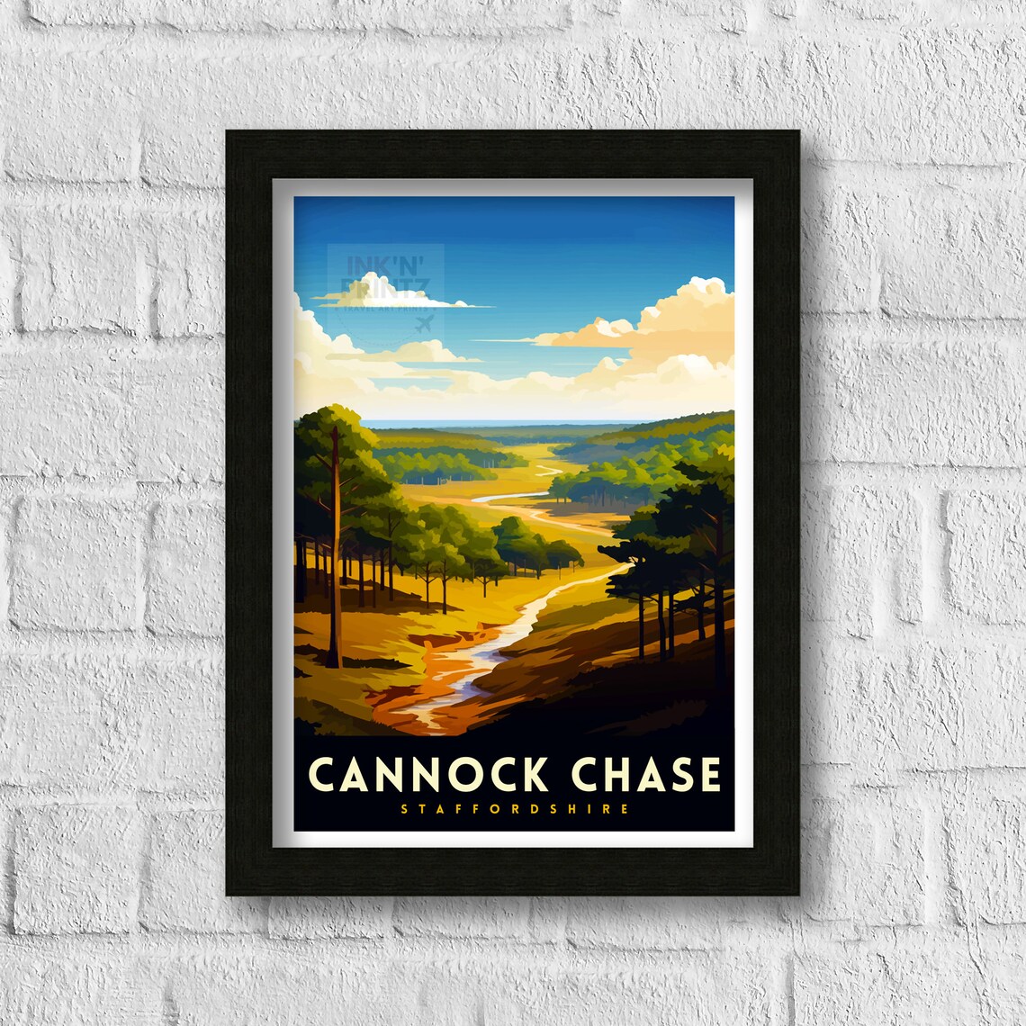 Cannock Chase Staffordshire Golden Forest Trail Vintage Travel Poster - Image 3