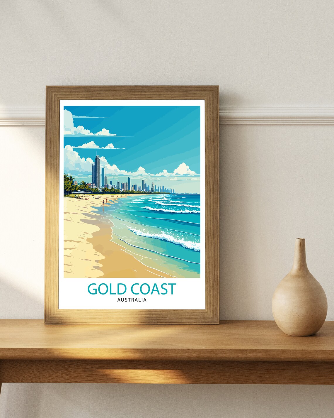 Gold Coast Australia Beach Skyline Turquoise Waves Travel Art Poster - Image 2