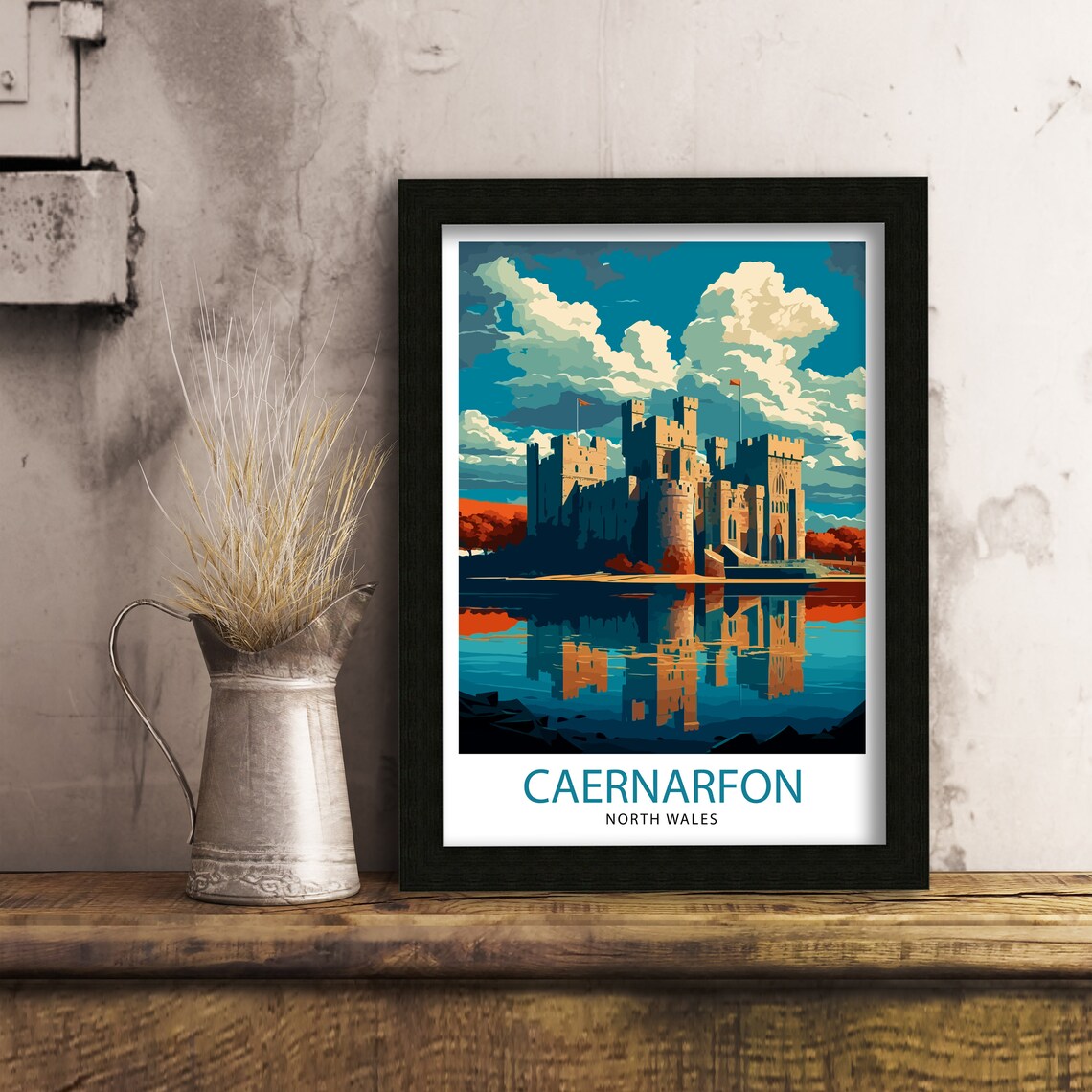 Caernarfon Castle Travel Poster, Wales Illustration - Image 3