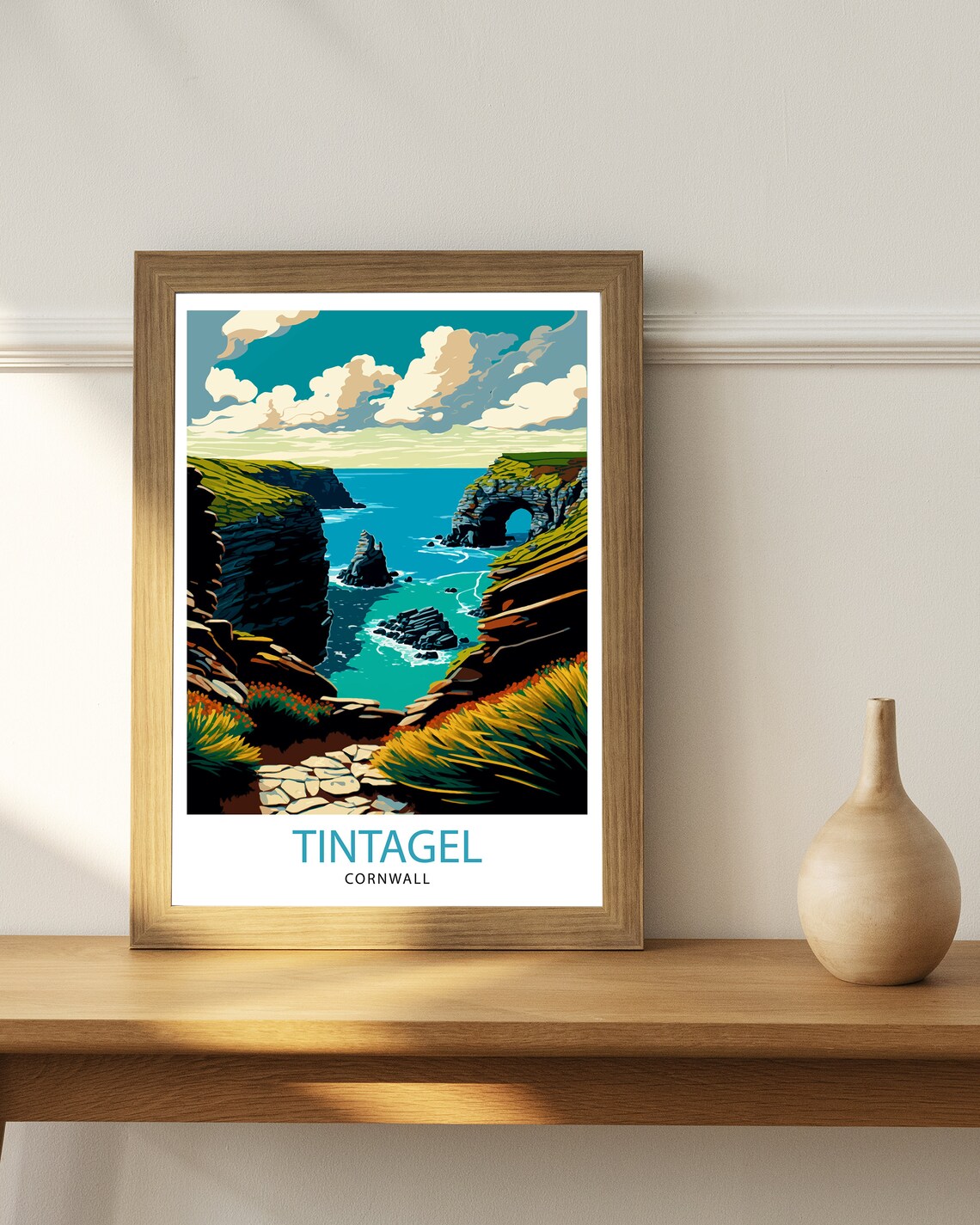 Tintagel Cornwall Travel Poster, UK Home Decor - Image 2