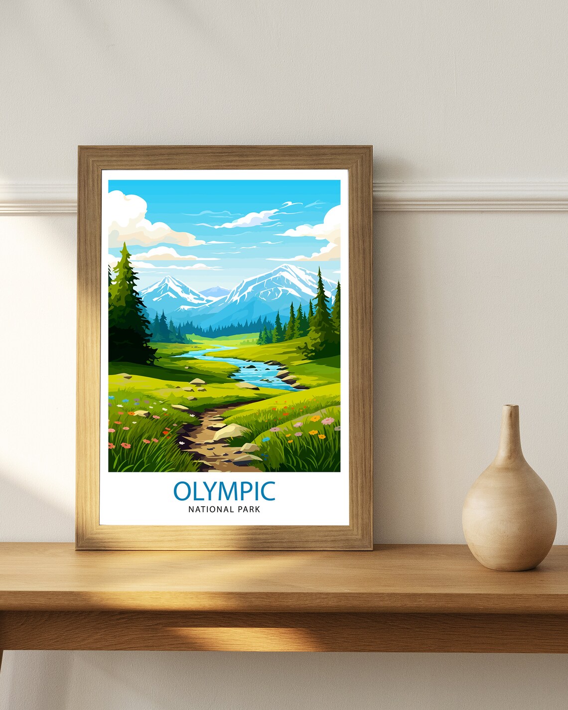 Olympic National Park Snowy Peaks Wildflower Meadow Vintage Travel Poster - Image 3