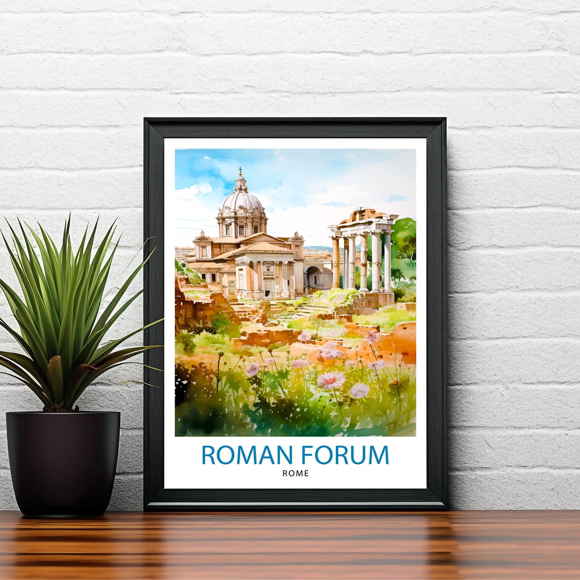 Roman Forum Rome Ancient Ruins Watercolor Italy History Poster - Image 2