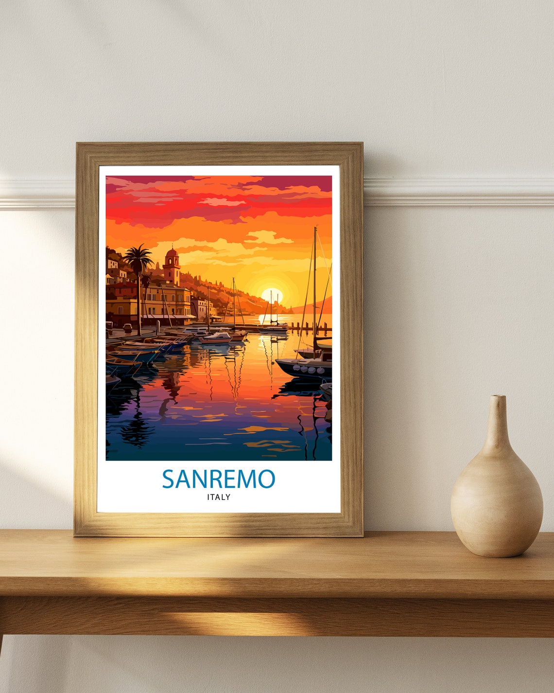 Sanremo Italy Travel Print Sanremo Wall Decor Sanremo Poster Italy Travel Prints Sanremo Art Print Sanremo Illustration Sanremo Wall Art - Image 3