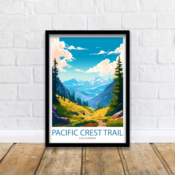 Pacific Crest Trail California Mountain Hiking Trail Travel Poster