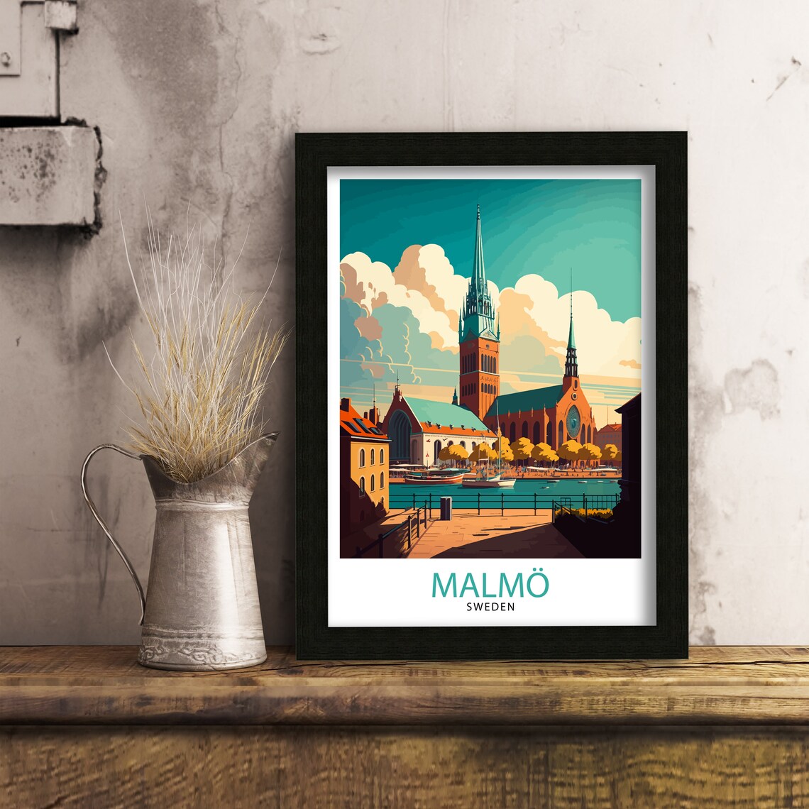 Malm Sweden Travel Poster, Home Decor Print - Image 3