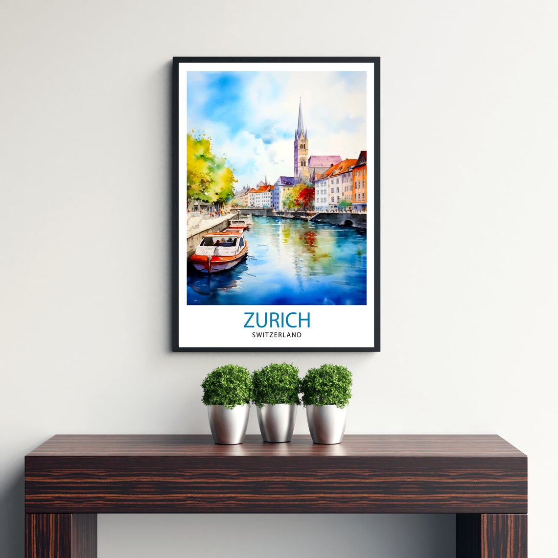 Zurich Switzerland Travel Print Zurich Wall Decor Zurich Home Living Decor Zurich Illustration Travel Poster Gift For Zurich Switzerland - Image 3