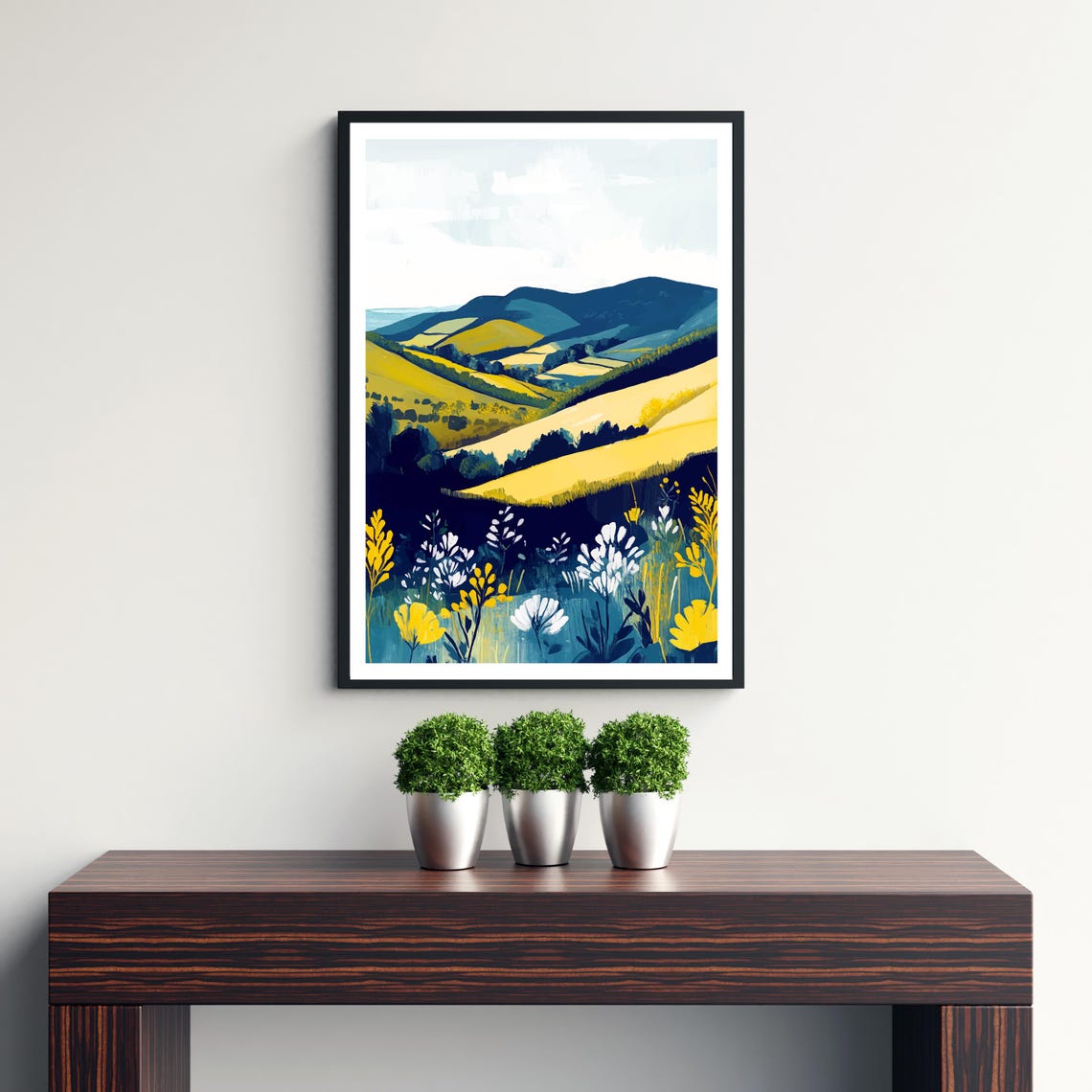 Brecon Beacons Wales Rolling Hills Wildflowers Meadow Art Poster - Image 3
