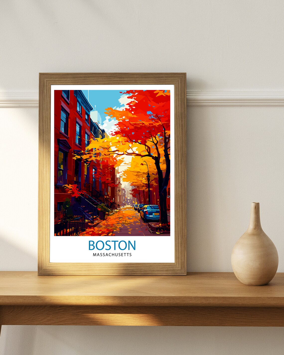 Boston Travel Poster, Massachusetts Cityscape Art Print - Image 2