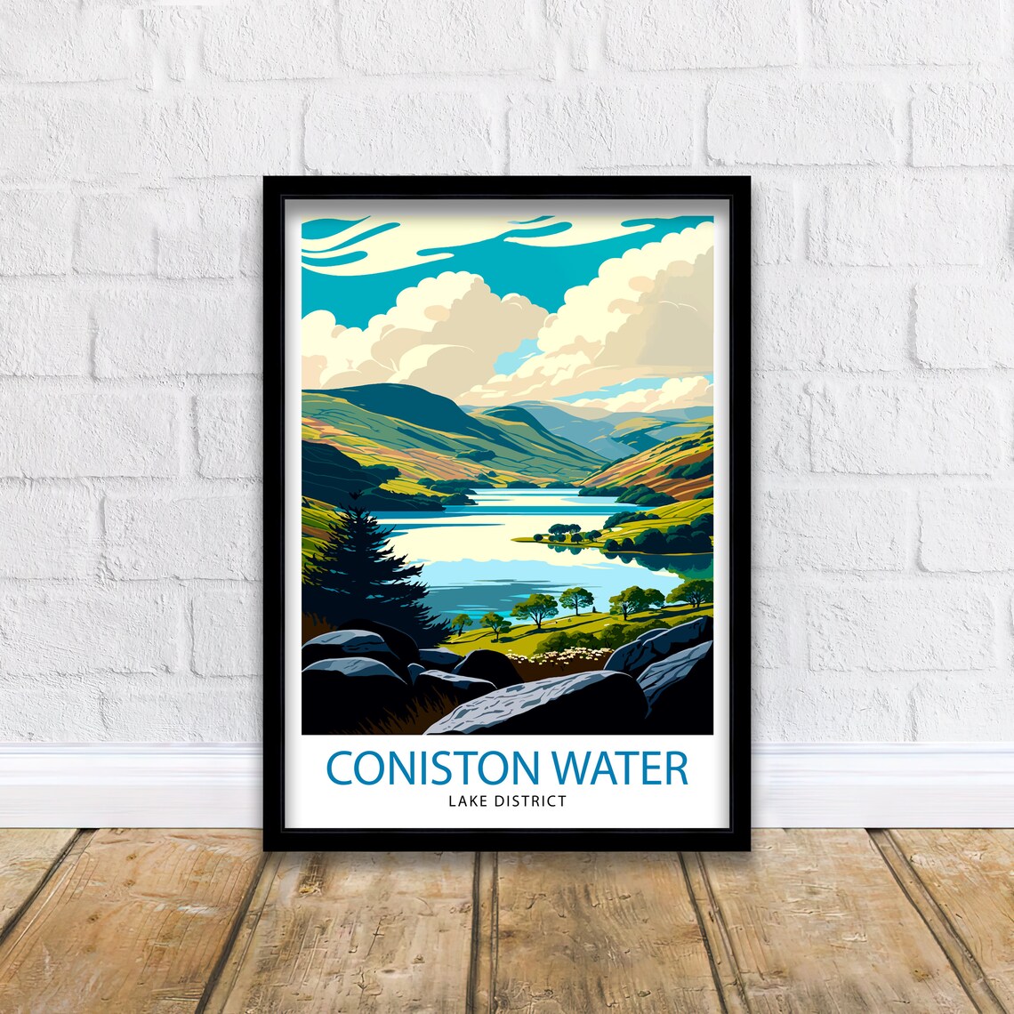 Coniston Water Lake District Travel Poster