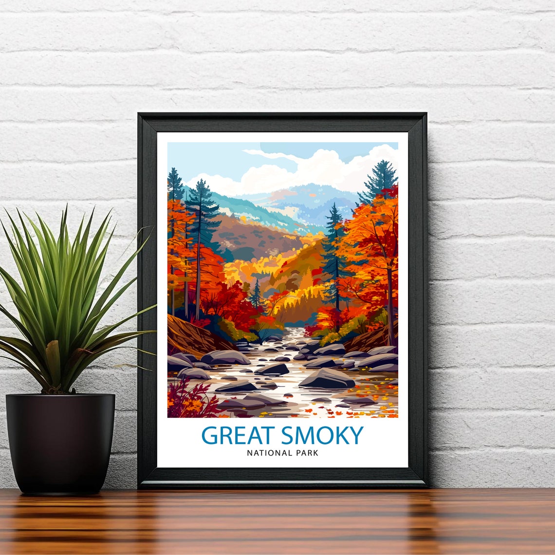 Great Smoky Mountains National Park Fall Stream Vintage Travel Poster - Image 2