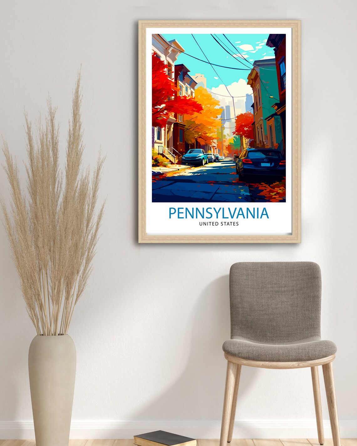 Pennsylvania Autumn Street Fall Foliage Vintage Travel Poster - Image 3