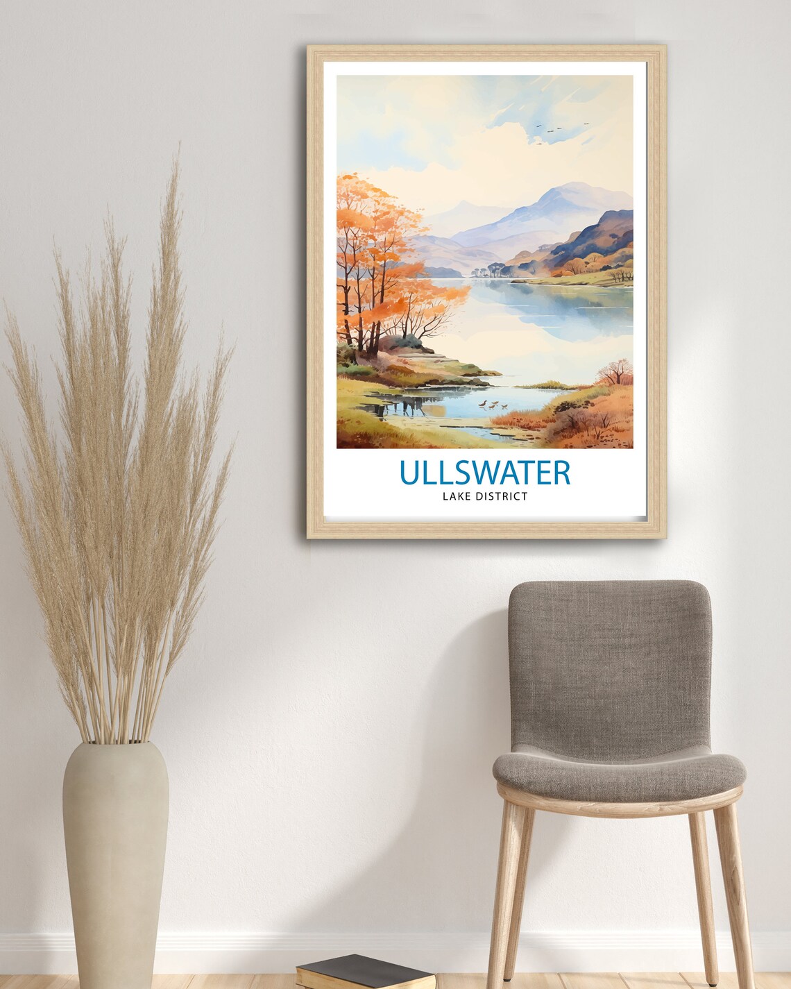 Ullswater Lake District Autumn Lake Mountains Watercolor Poster - Image 3