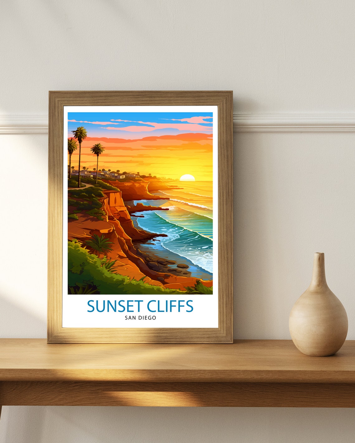 Sunset Cliffs San Diego Golden Hour Ocean Cliff Sunset Poster - Image 2