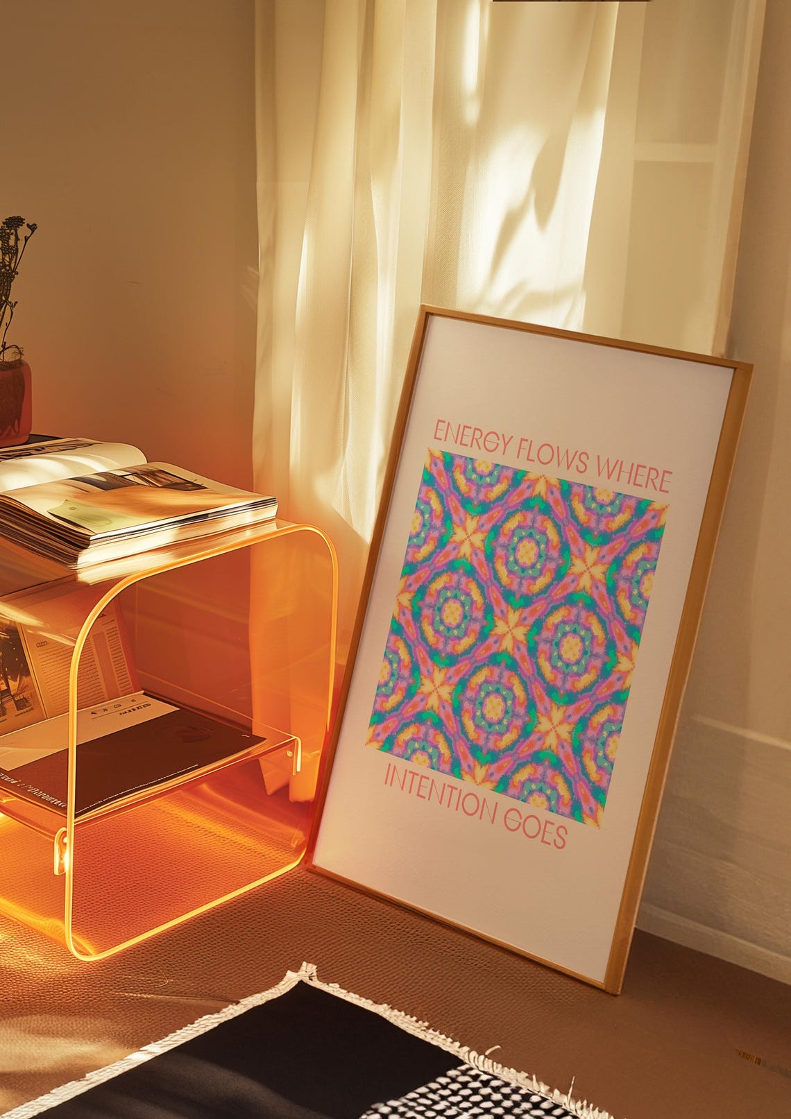 Energy Flows Where Intention Goes Psychedelic Mandala Quote Print - Image 2