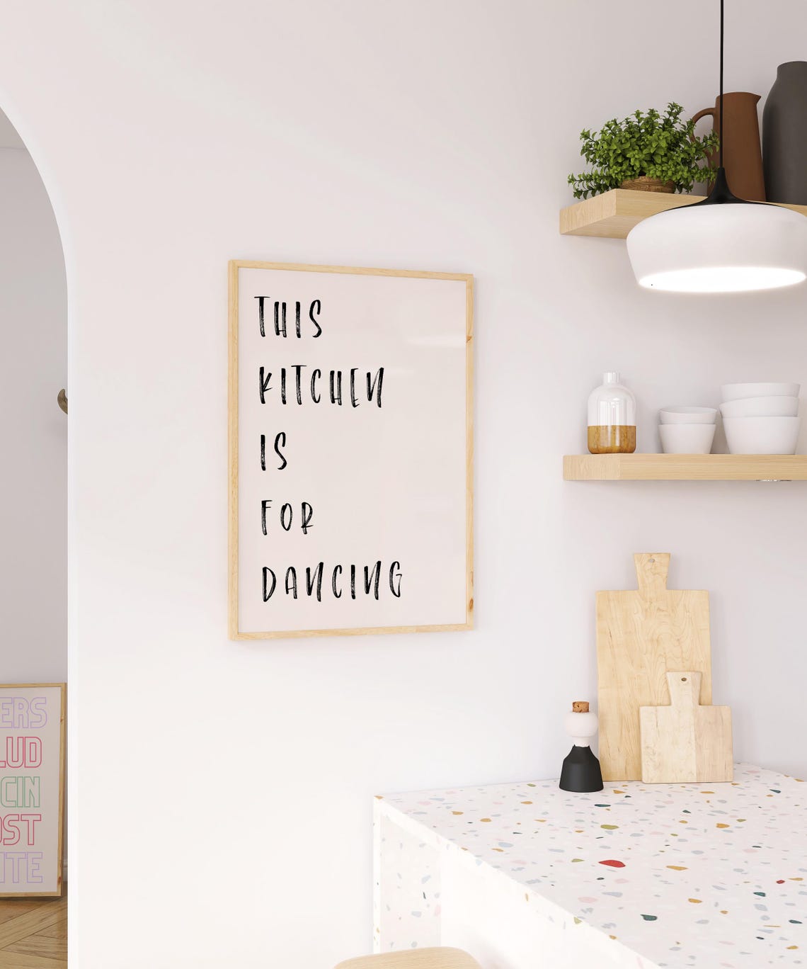 This Kitchen Is For Dancing Script Quote Kitchen Wall Poster - Image 3