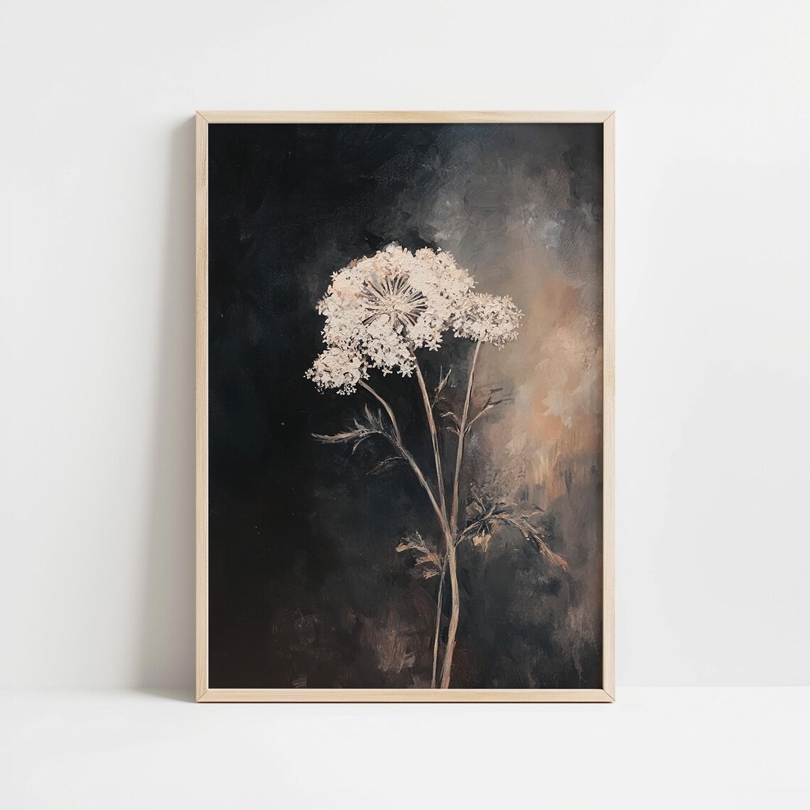 Queen Anne Lace Floral Dark Academia Art Print