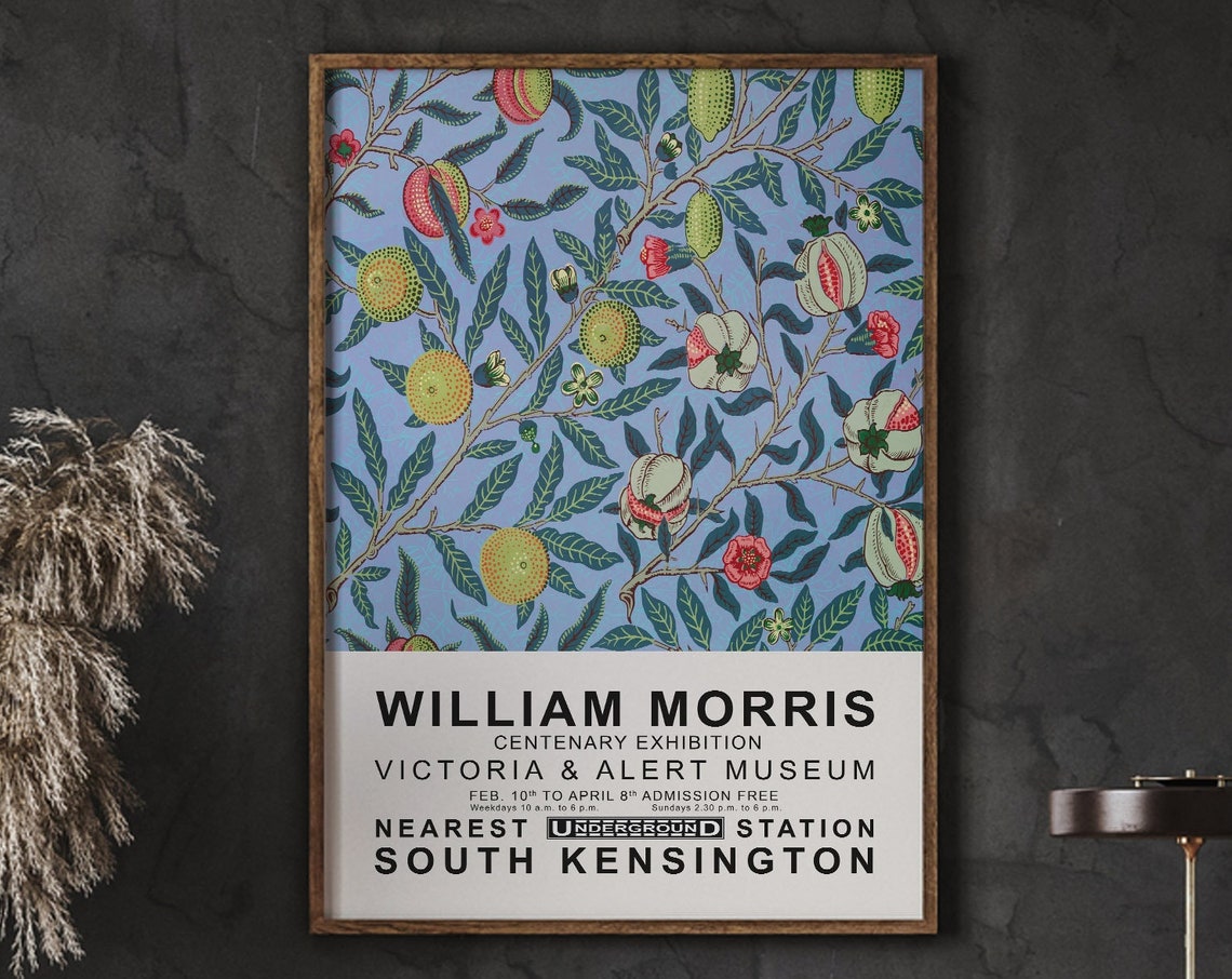 William Morris Fruit Blossom Centenary Exhibition Vintage Poster