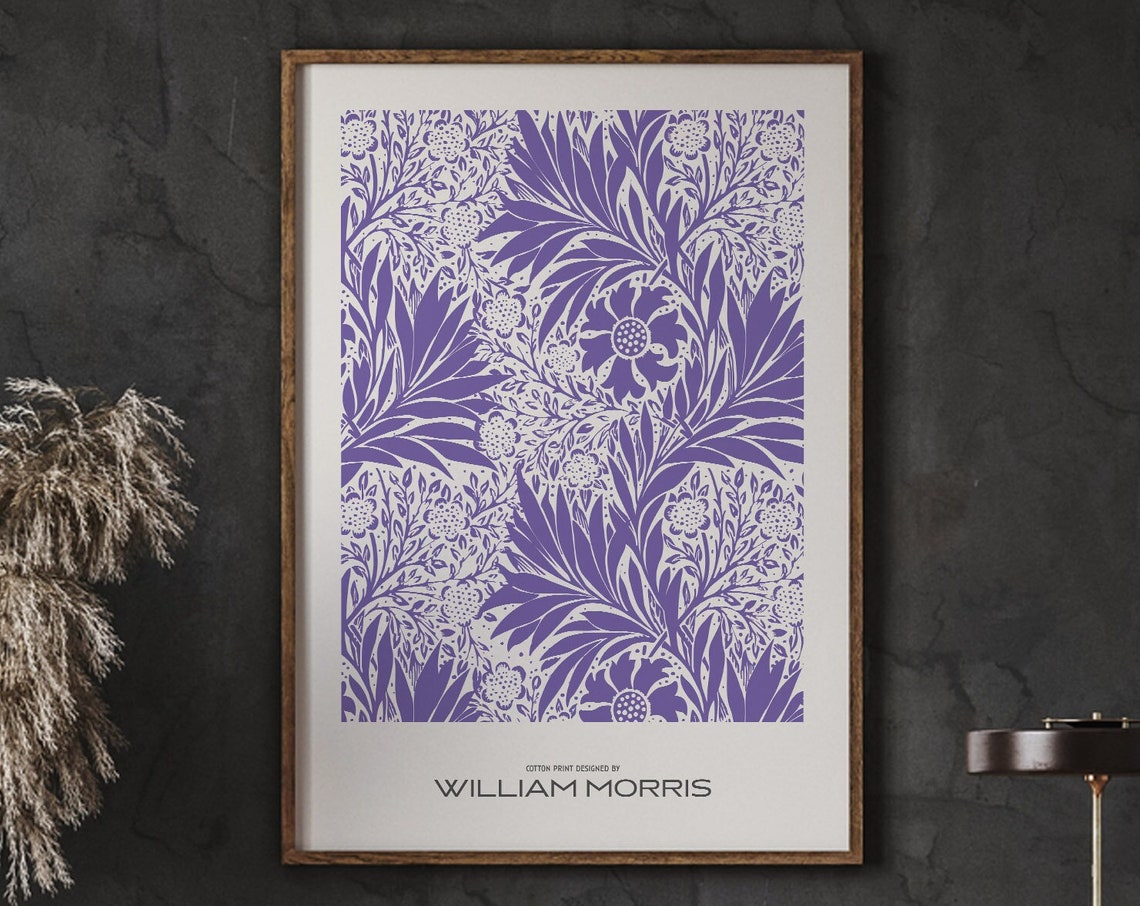William Morris Purple Floral Pattern Botanical Textile Art Poster