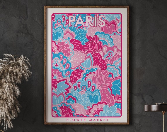 Paris Flower Market Poster Prints Shop Florist Gift Print Instant