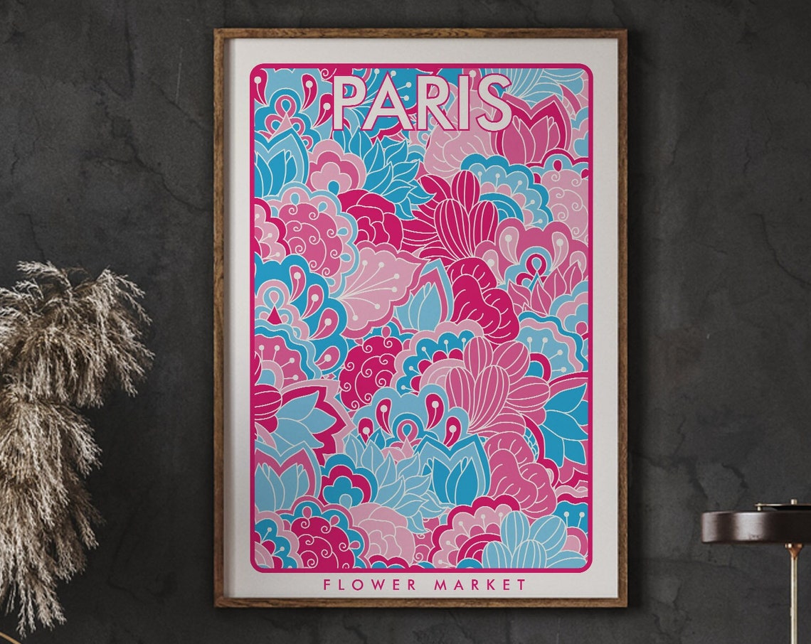 Paris Flower Market Poster Prints Shop Florist Gift Print Instant