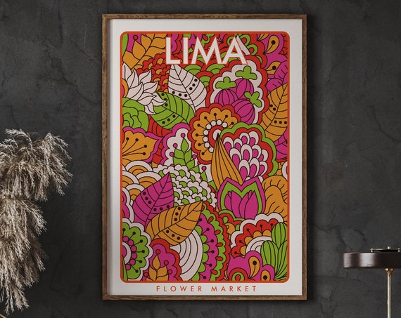 Lima Flower Market Poster Prints Shop Florist Gift Print Instant