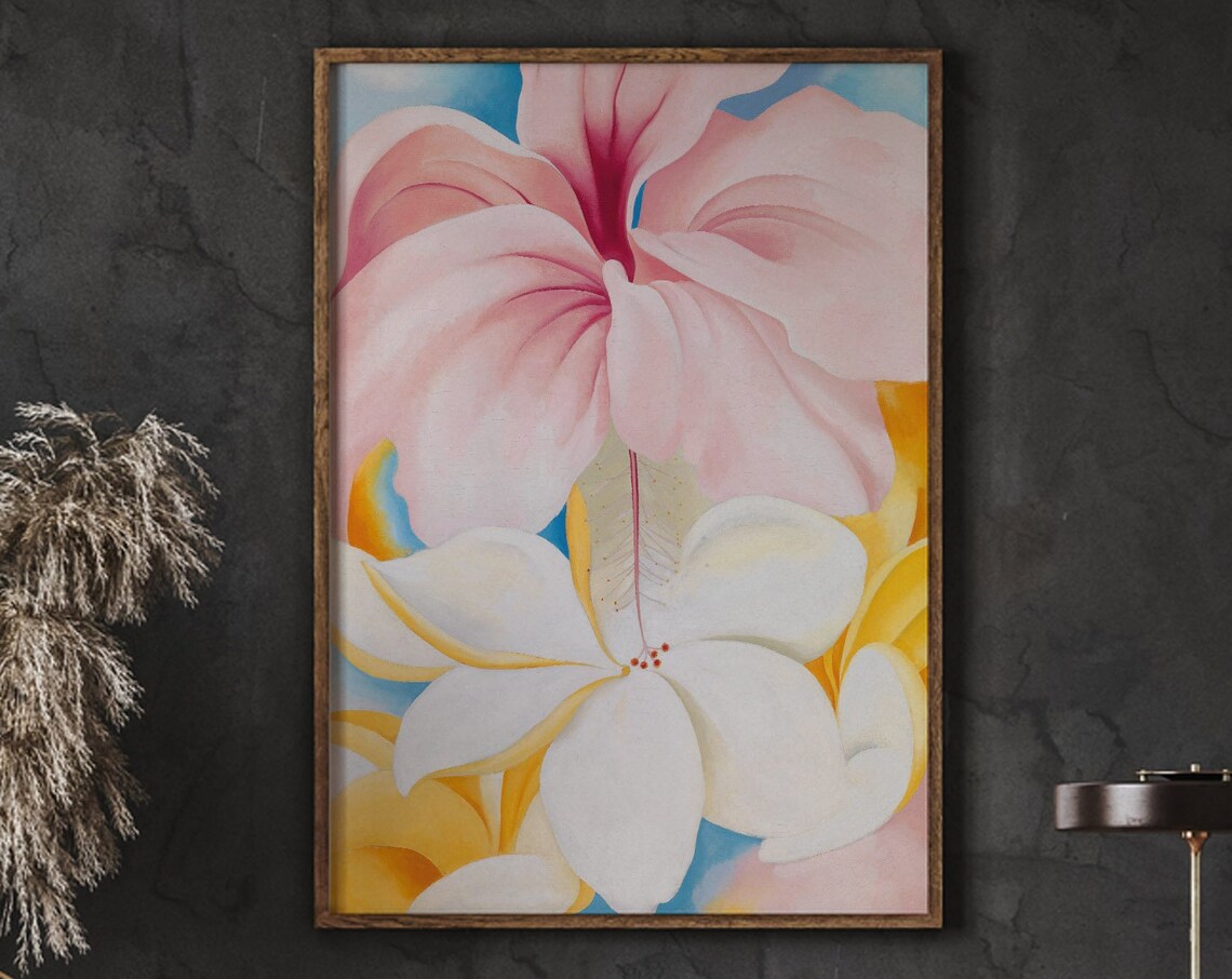 Georgia Okeeffe Hibiscus With Plumeria Poster Print