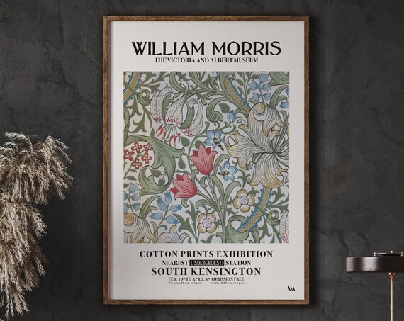 William Morris Tulip Floral Cotton Pattern Exhibition Art Poster