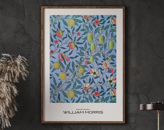Vintage Fruit Art William Morris Textiles Cotton Print Exhibition 19th Century Botanical Instant