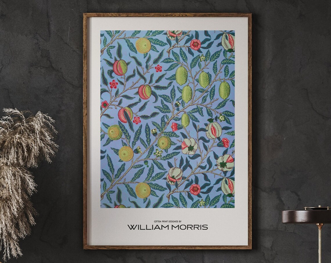 Vintage Fruit Art William Morris Textiles Cotton Print Exhibition 19th Century Botanical Instant