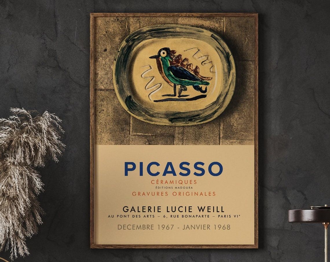 Picasso Ceramiques Exhibition Poster Print Galerie Lucie Weill Paris Office Or Home Decor Prints Instant
