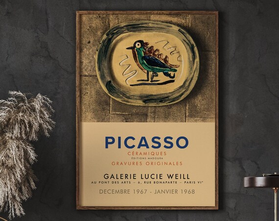 Picasso Ceramics Exhibition Poster 1967 Galerie Lucie Weill Bird Art