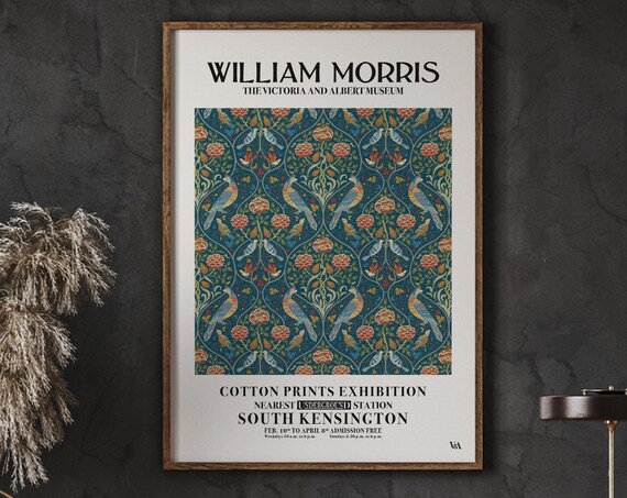 William Morris Bird Pattern Cotton Prints Exhibition Poster Design Art