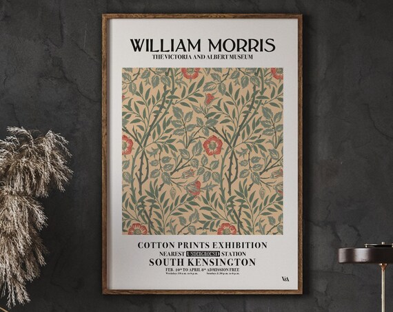 William Morris Exhibition Poster, Vintage Floral Art Print