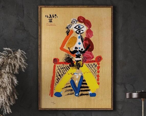 Pablo Picasso Colorful Cubist Seated Figure 1969 Modern Art Poster