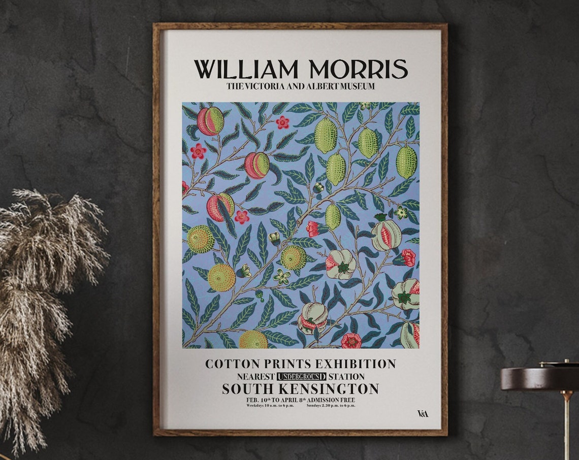 William Morris Fruit Cotton Pattern Exhibition South Kensington Poster