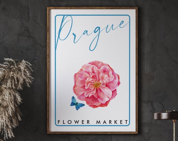 Flower Market Poster Prints Prague Wall Florist Gift Instant